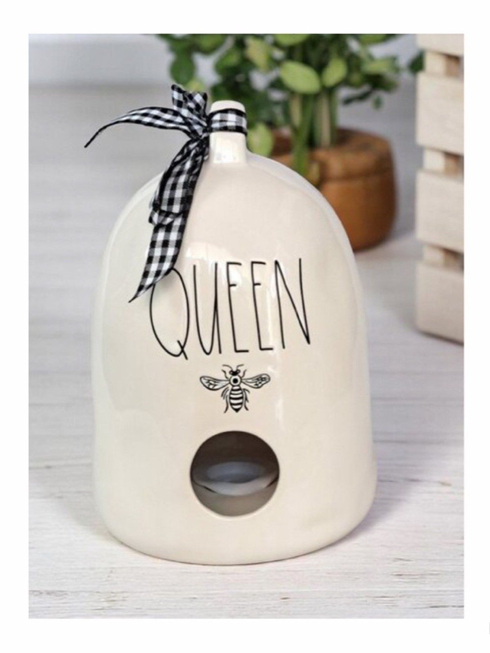 NEW Rae Dunn “Queen Bee” White Birdhouse Ceramic Farmhouse Bee Decor - Picture 2 of 3